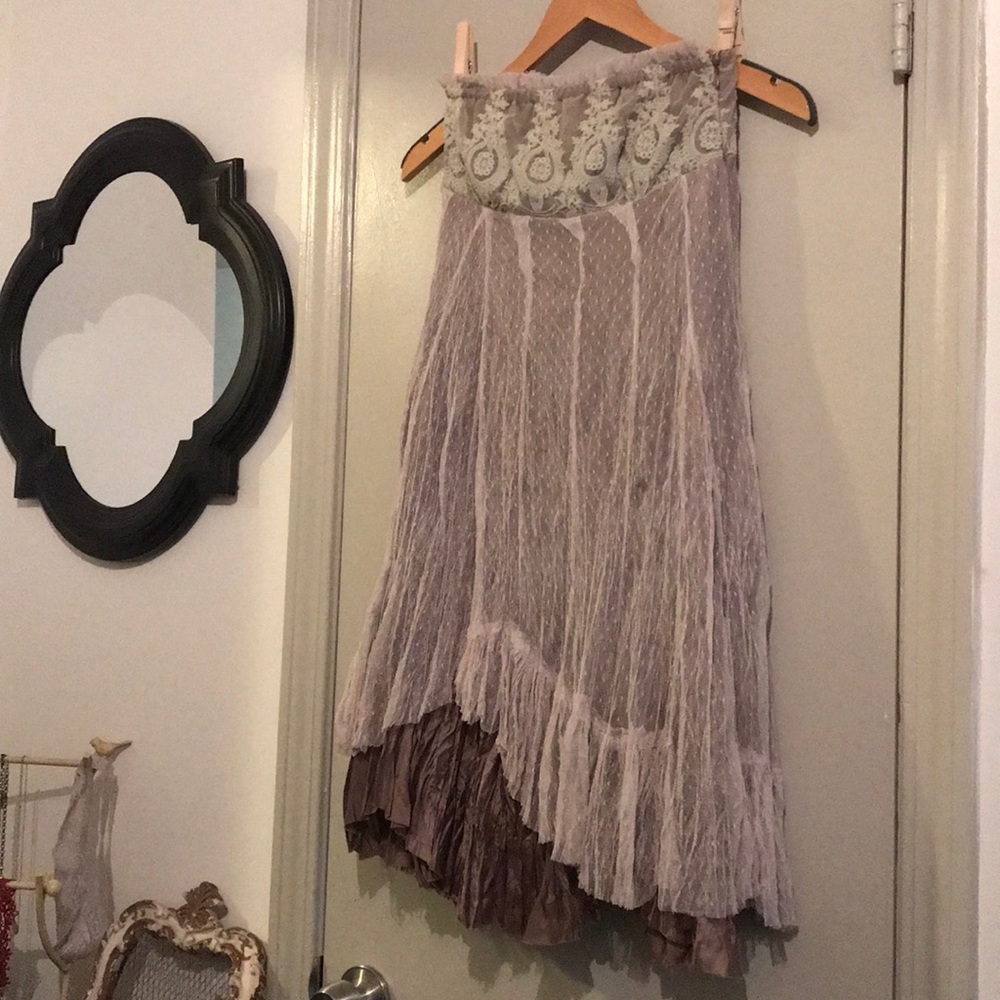 Lace Boutique Asymmetrical Strapless Dress